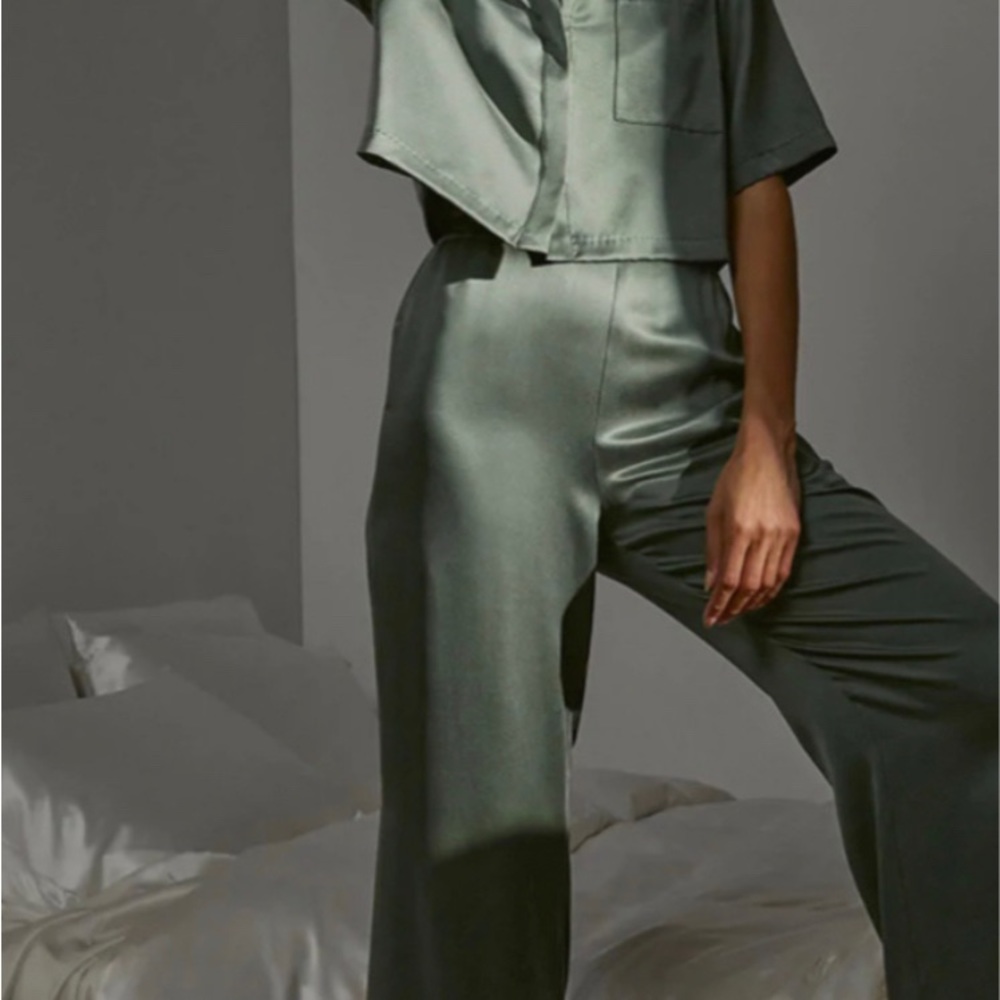 Lunya Sage Green Satin Sleepwear Set